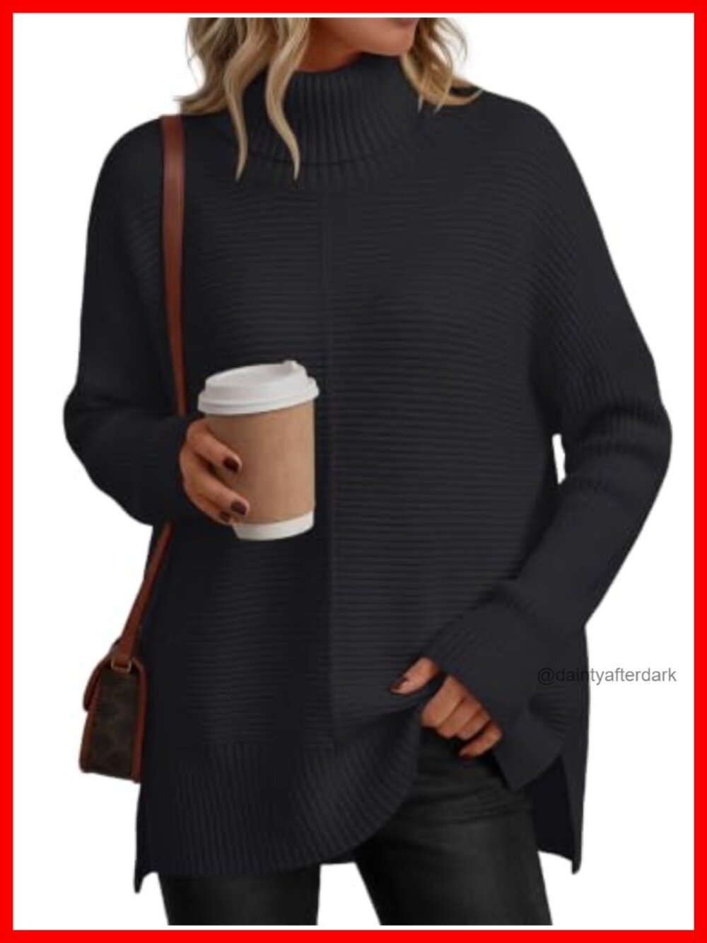 Oversized Roll Neck Turtleneck Sweater Tunic Pullover Long Sleeve